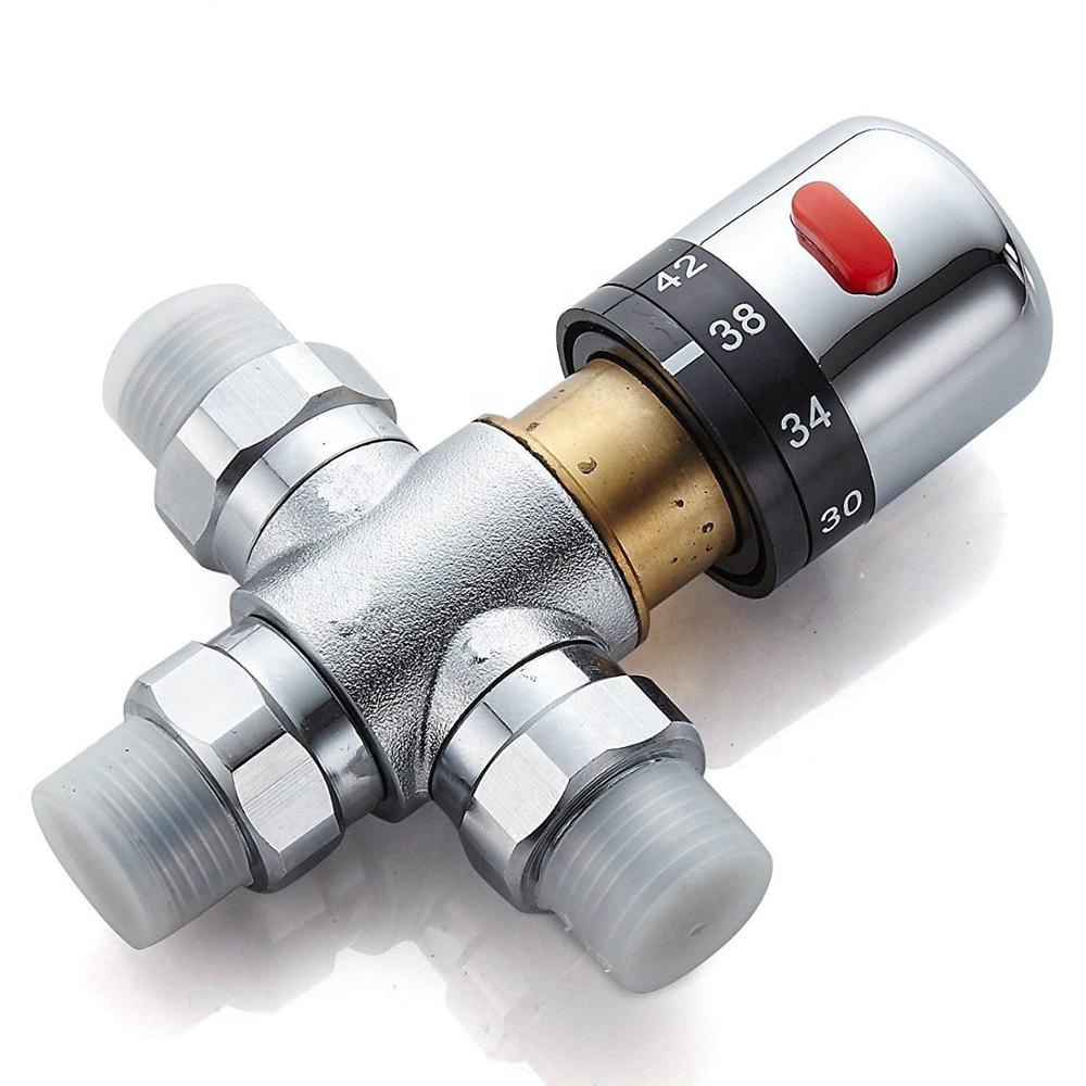 1/2" Male Connections Solid Brass Chrome Plated 3-Way Thermostatic Mixing Valve