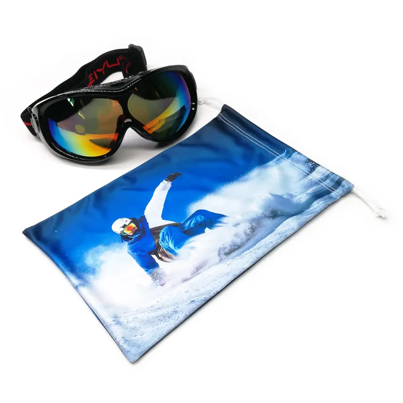 Custom logo printed Ski Goggle Microfiber Pouch bag
