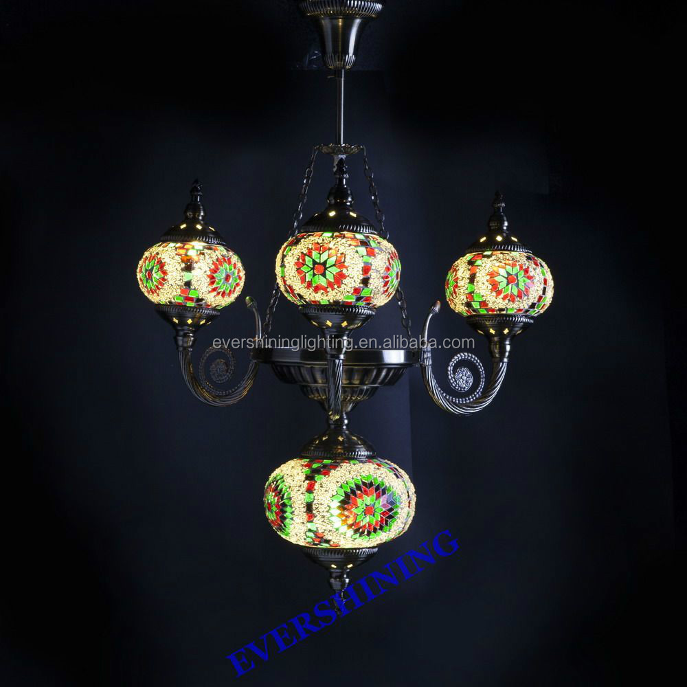 Бренд Evershining, 3 стеклянные подвесные лампы ручной работы с мозаикой, Турецкая антикварная люстра