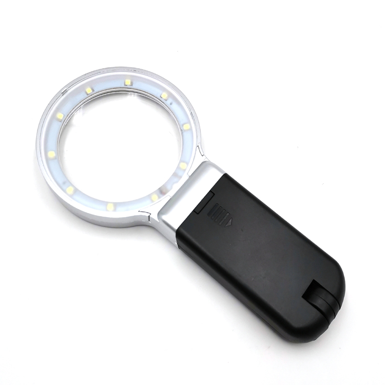 Large magnifier lens handheld magnifier with led light foldable 10 led lighted magnifier