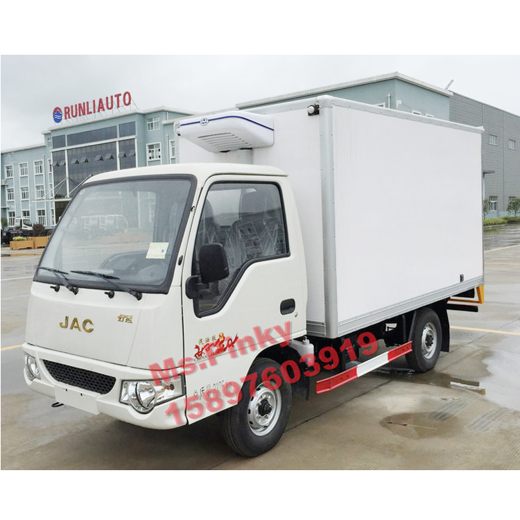 Бензиновый двигатель JAC небольшой холодильник коробки грузовики 2 тонн морозильные камеры для свежего мяса и рыбы вызова Ms. Pinky 0086 1589763919