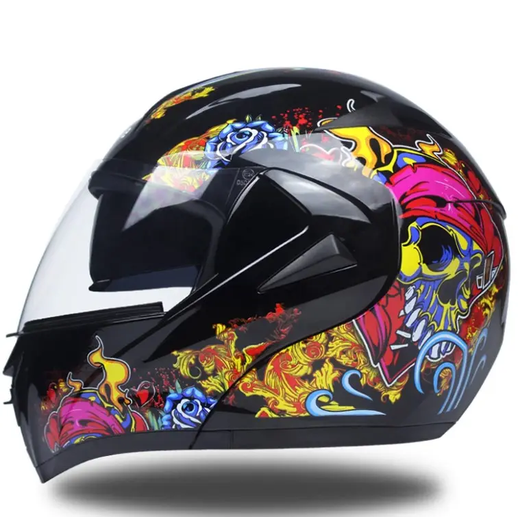 DOT approved flip up motorbike cascos Modular motorcycle Helmet with double lens