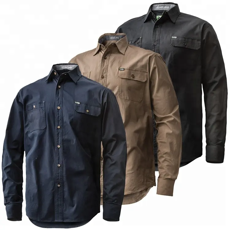 Black mens mechanic work shirt jacket uniform fire resistant nomex shirts
