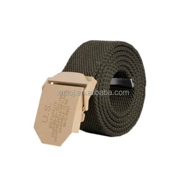 Custom colors camel Alloy Buckle Nylon Webbing Canvas Belt for adult