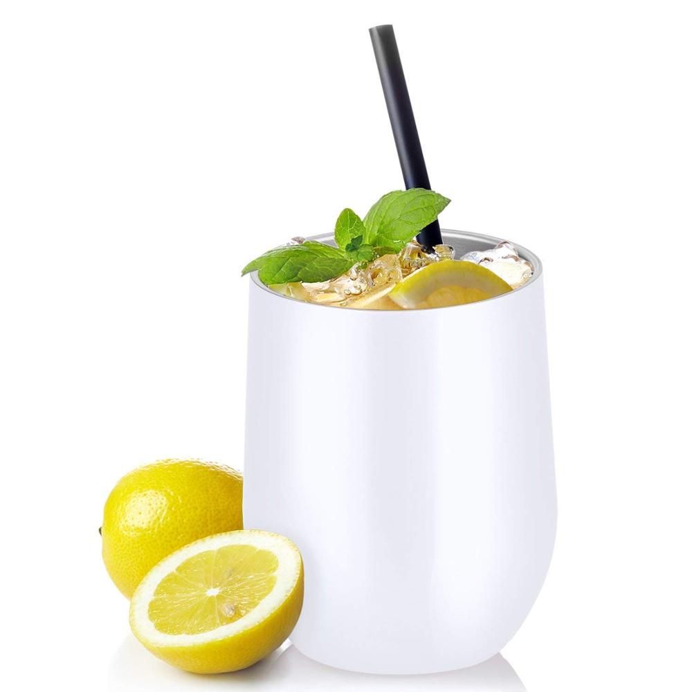Изготовленным на заказ логосом 12oz винный стакан для вина с двойными стенками из нержавеющей стали бокалы для вина стакан с крышкой соломенная щетка