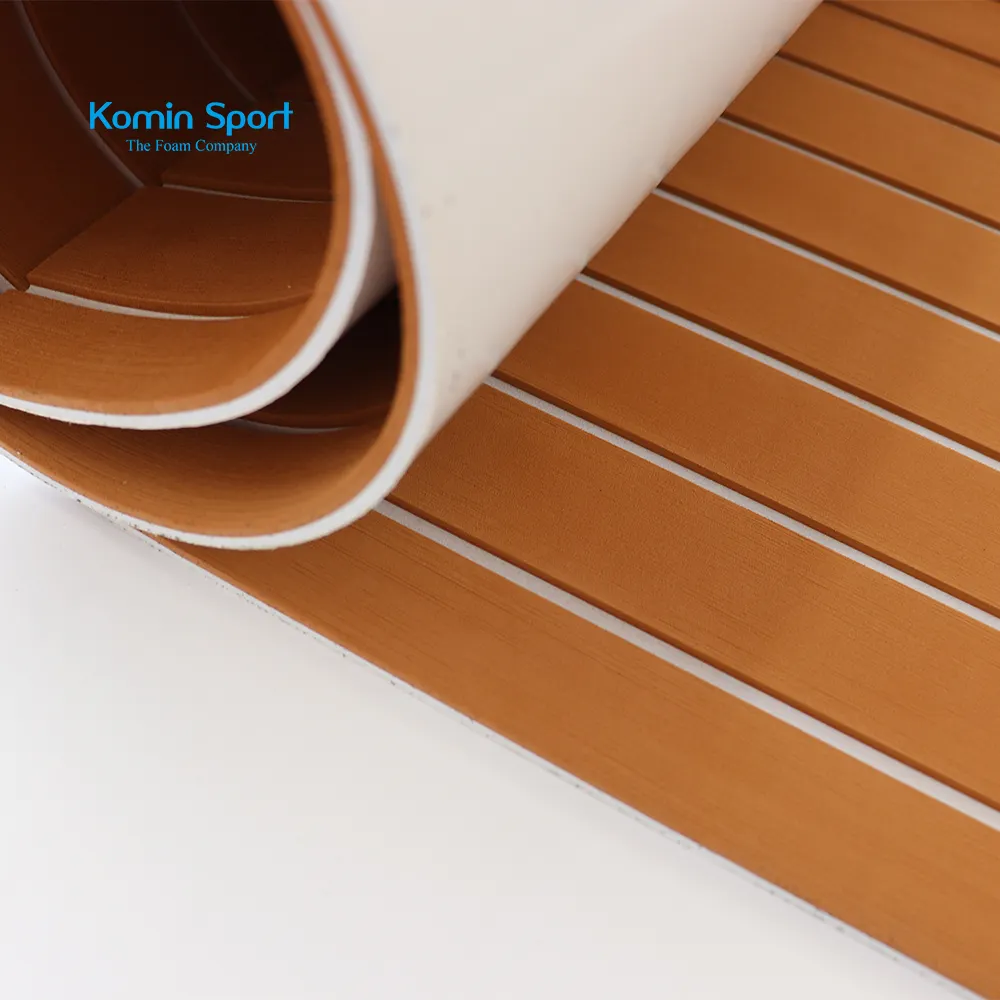 Closed cell EVA Foam Sheet Brown white lines for Boat Flooring