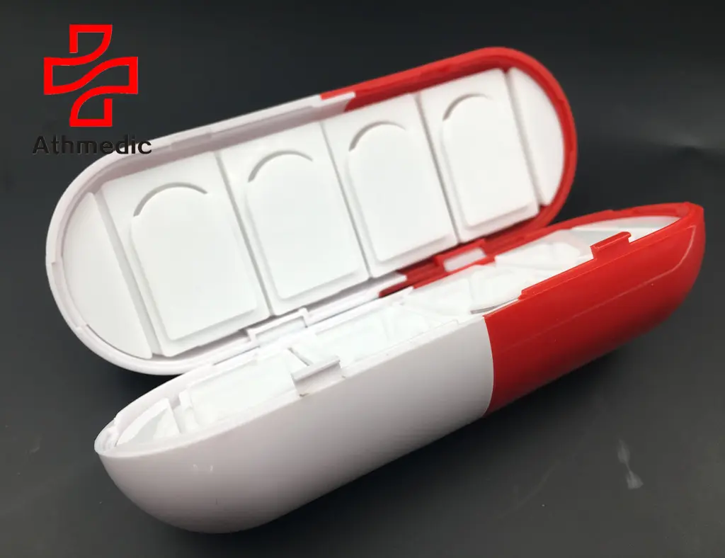 2021 Athmedic food grade capsule shape drug tablet pill box case organizer