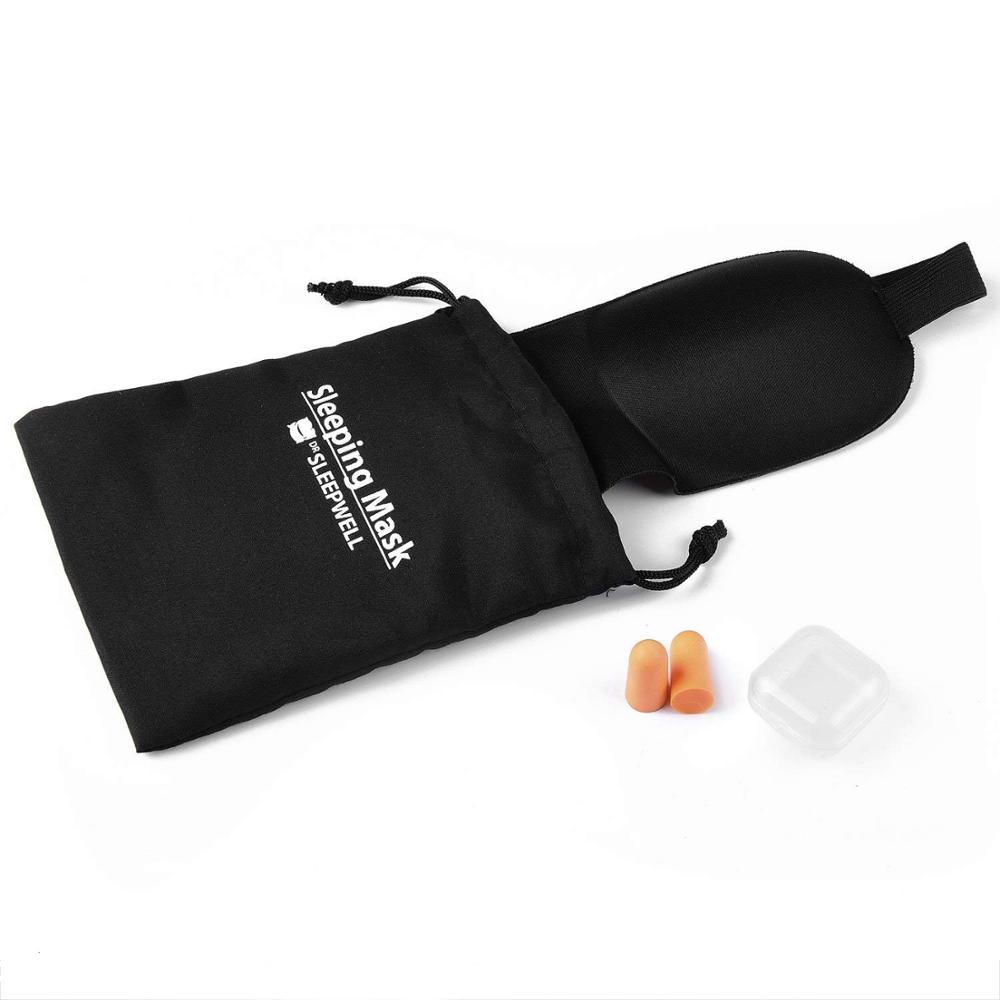 Luxury Blindfold Sleep Mask 3D Contoured Eye Mask & Ear Plugs for Relaxation at Bedtime