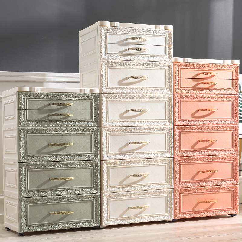 Multi Layer Plastic Stackable Drawer Clothes Cabinet