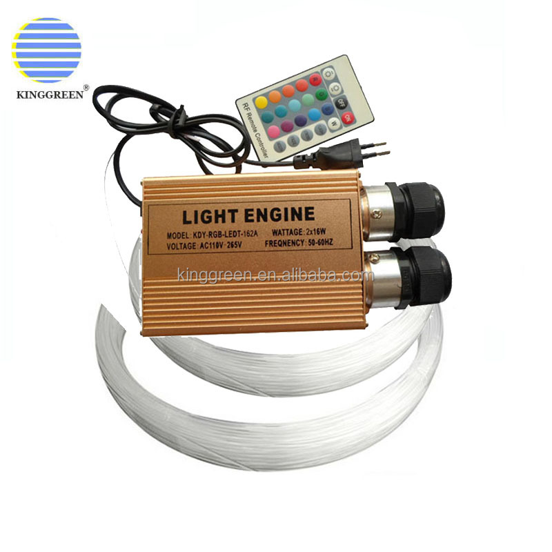 Две муфты 32 Вт RGB LED оптическое волокно свет двигателя + 24 ключ ИК пульт дистанционного управления 2 Лот 300 шт. 0,75 мм 2 м конец свечение волокно кабель