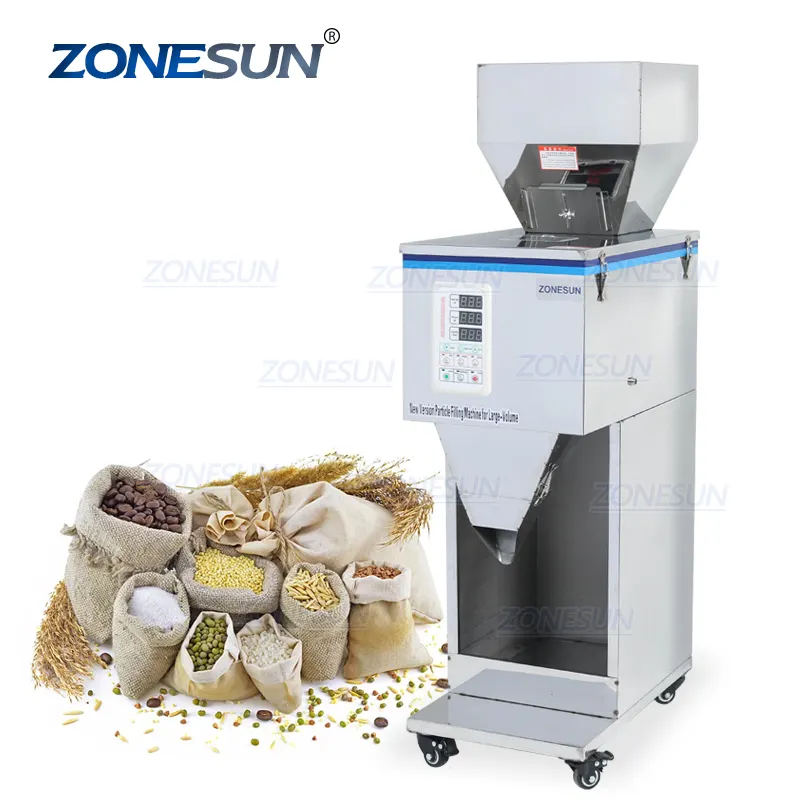 ZONESUN Food Racking Machine Granular Powder Materials Weighing Packing Machine Filling Machine 10-999g For Seeds Coffee Bean