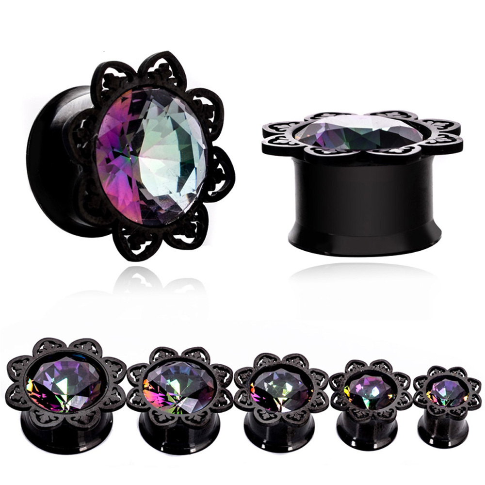 Free Sample 20mm Screw Thread Ear Gauge,Zirconia Flesh Tunnel Plug, Custom Black Eyelet Piercing Jewelry