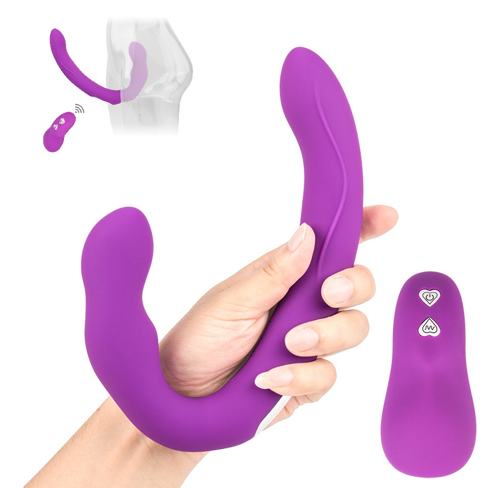 Recharge Wireless remote control Silicone bendable strapless strap-on double dildo lesbian vibrator sex toy for women female
