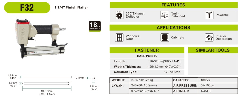Meite F32 18 калибра пневматический гвоздомет обрамление Nailer фоторамка Брэд воздуха nail gun