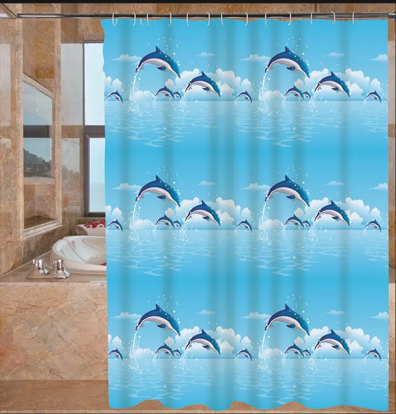Лидер продаж, душевая занавеска с дельфином без вешалки для украшения ванной комнаты