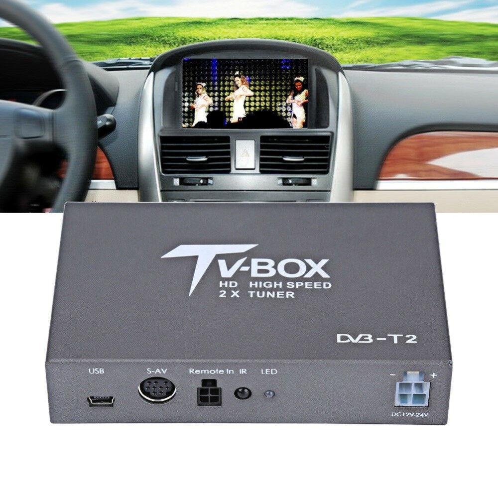 1080P HD цифровой спутниковый автомобильный тв приемник DVB-T2 2 Антенна декодер тюнер коробка