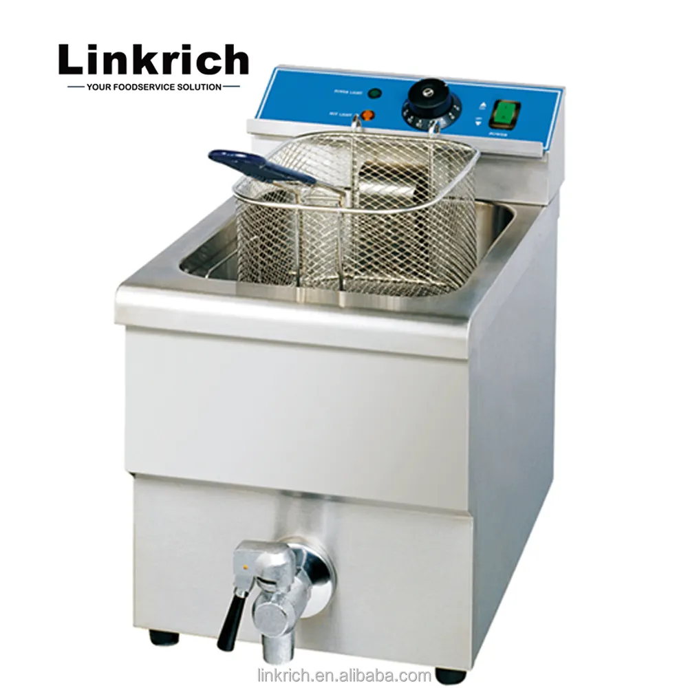 Electric Deep Fryer , Chicken Frying Machine with Drain Valve