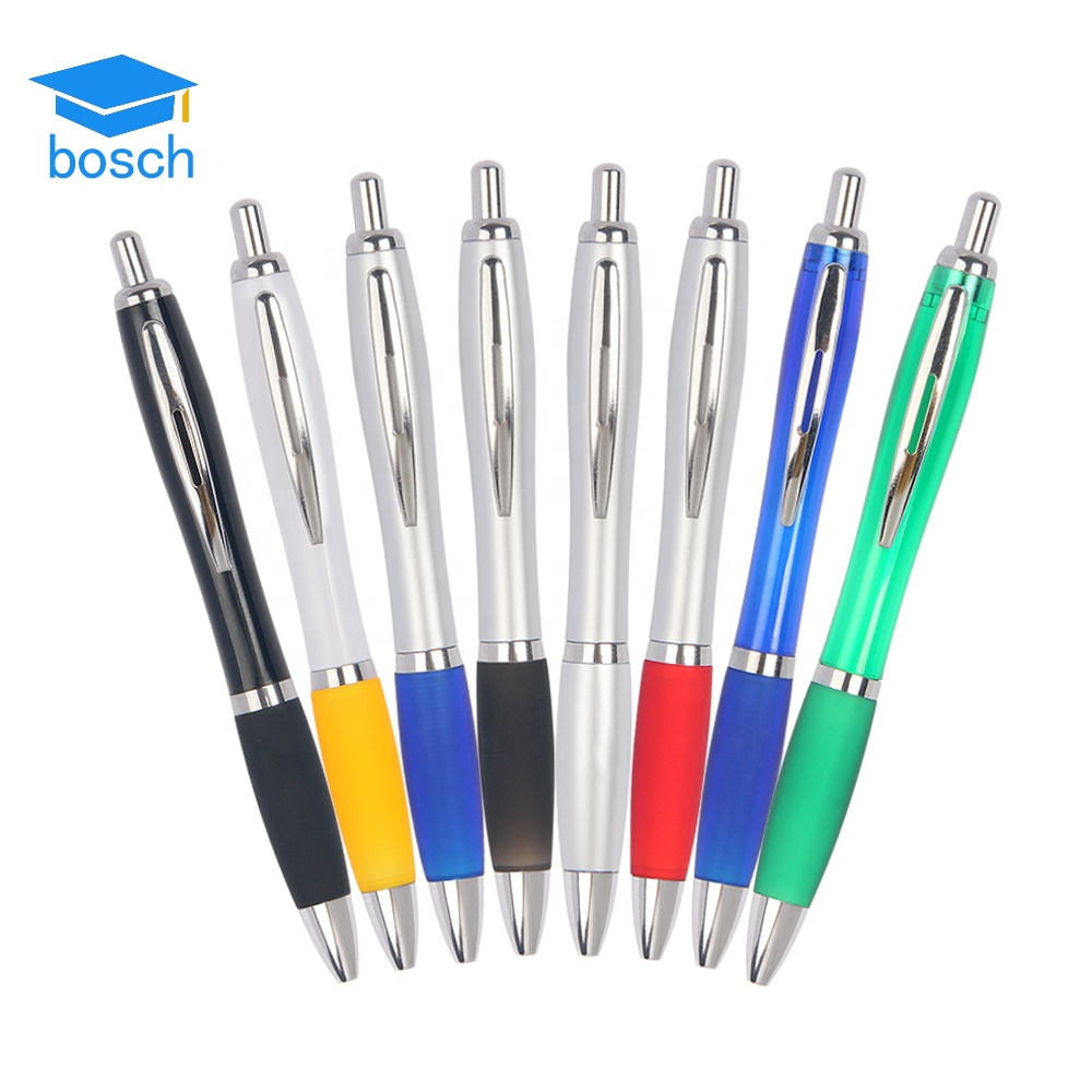 Promotional Custom Logo Advertising Plastic Ballpoint pen with Rubber Grip