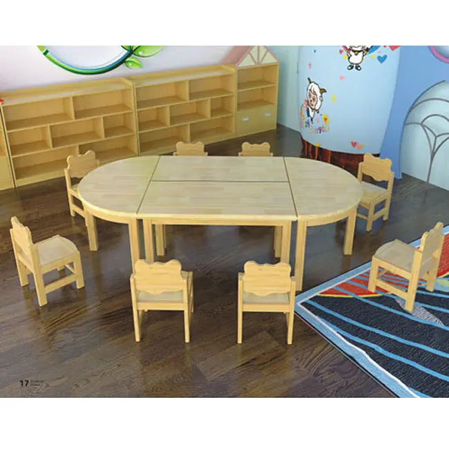 Popular plastic furniture wooden children tables and chairs set