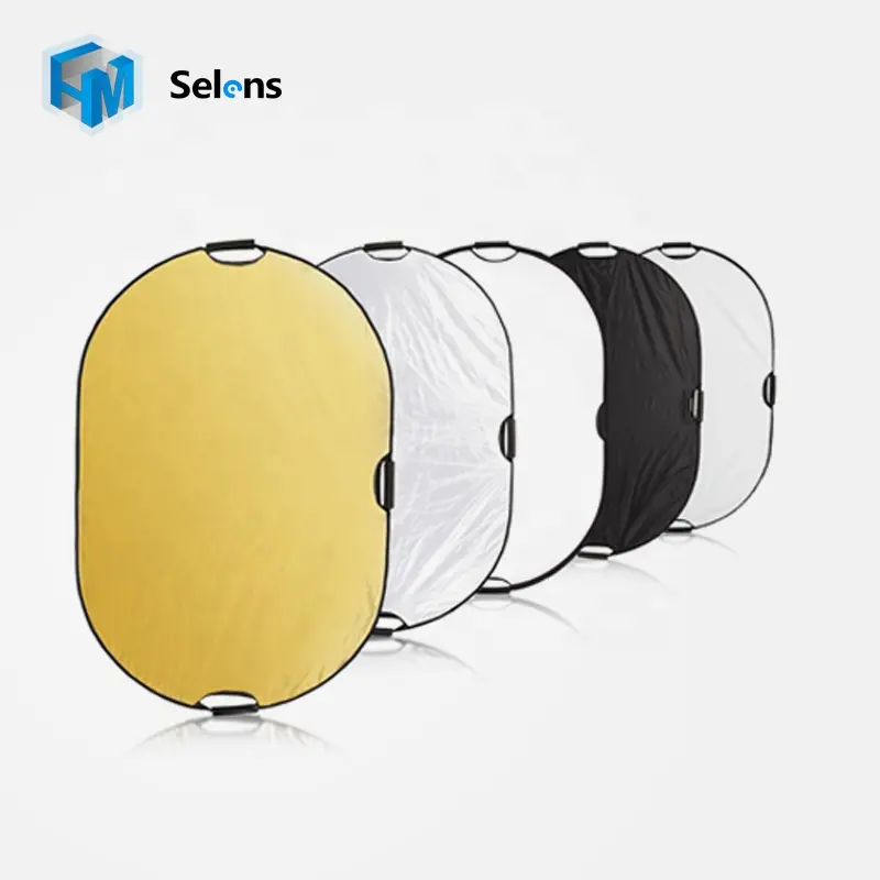 Selens 120x180cm 5 in 1 Oval Collapsible Light Reflector With Handle Grips