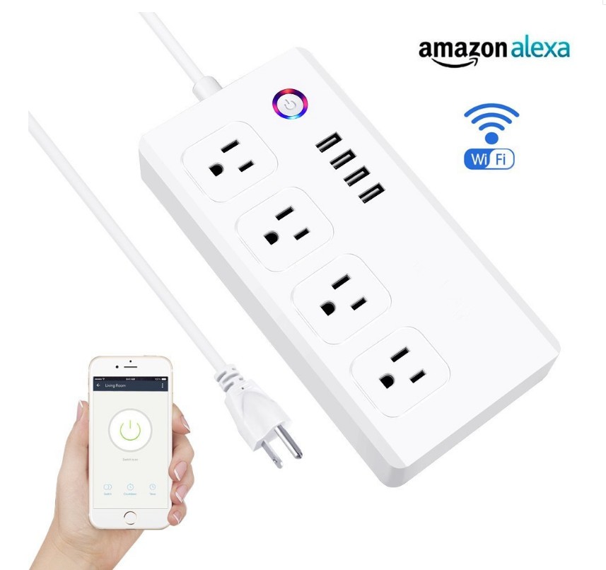 Alexa Голосовое управление 5-ножной удлинитель питания Шнур WiFi Smart Power Strip socket