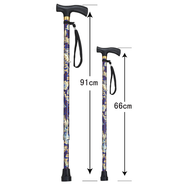 Plastic handle extendable aluminium elderly walking cane with printing