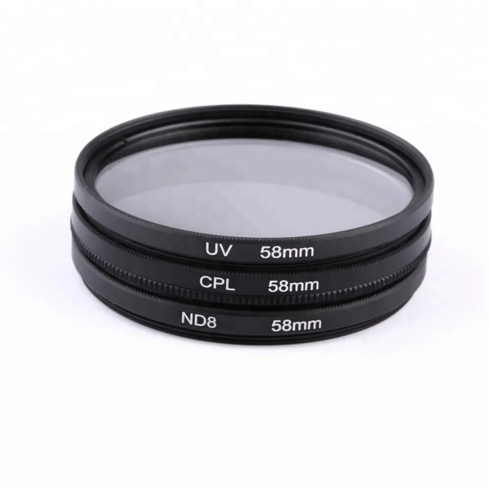 UV CPL ND Filter Kit + Lens Hood Cap 58mm for Canon Camera