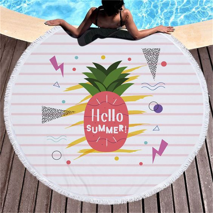Thick Round Beach Towel Blanket Microfiber Yoga Mat With Tassel Circle Picnic Carpet