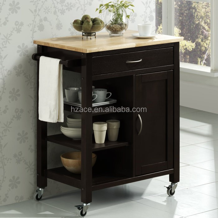 4D Concepts Edmonton Kitchen Cart with Wood Top
