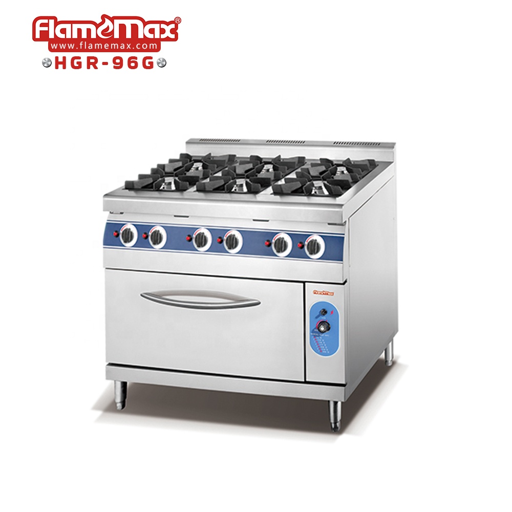 HGR-96E 6 burner gas range with electric oven for kitchen