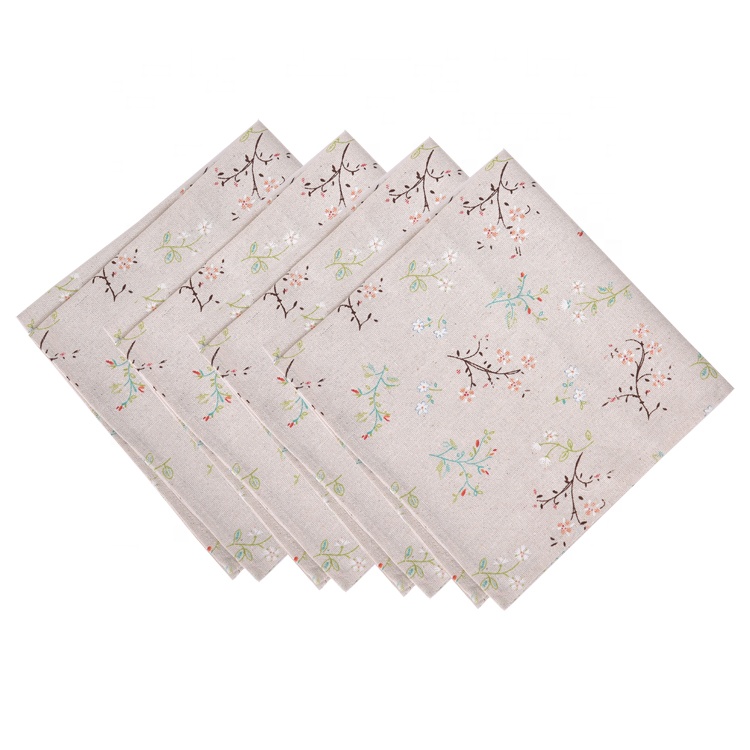 High quality household delicate linen fabric napkins floral fabric napkins
