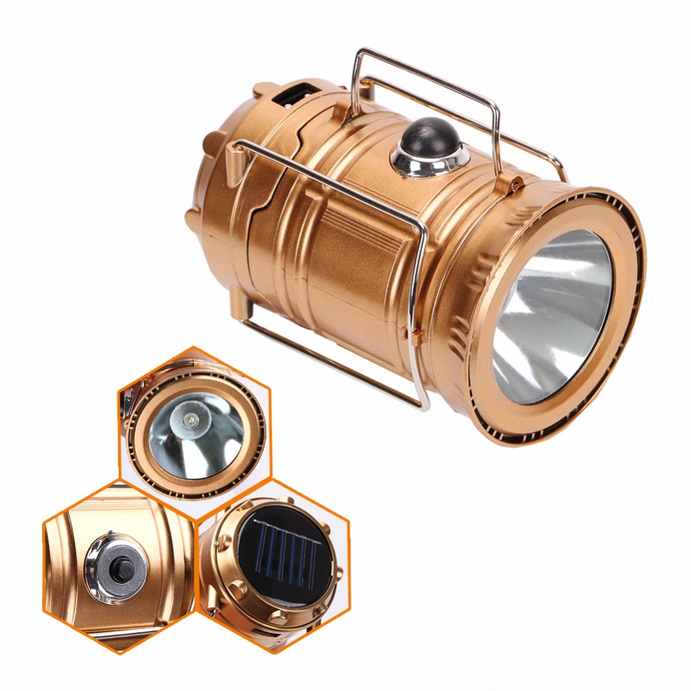 Luminaire LED Exterieur Solar Power Collapsible Flashlights Portable Lamp LED Rechargeable Hand Lamp Camping Lantern Light