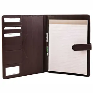 Dark brown luxury business a4 leather folder organizer