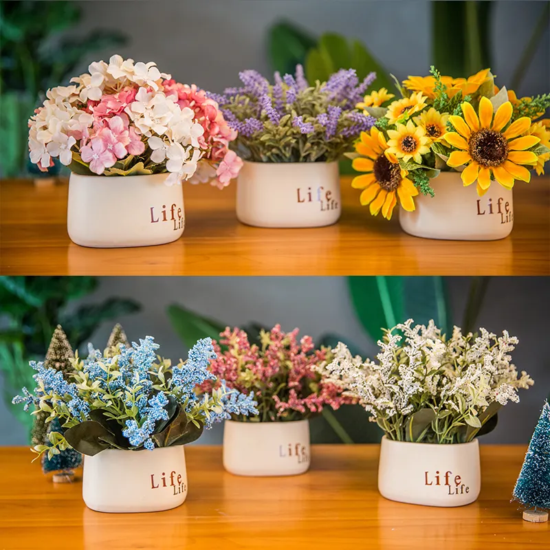 Bonsai Potted Artificial Flower Bonsai Stage Garden Wedding Home Party Decor Props Artificial Plants