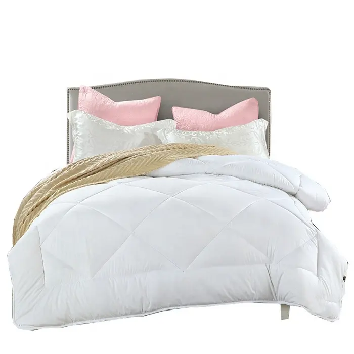 Four Season Queen Size Comforter Hotel Winter Quilt White Grid Microfiber Bed Duvet Cotton Quilt