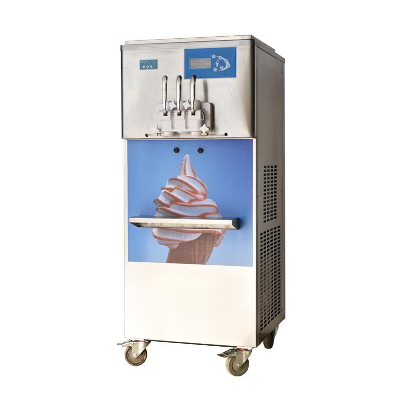 Pump Feed High Overrun Commercial 3 Flavor Frozen Yogurt Soft Serve Ice Cream Machine with Rainbow Syrup System