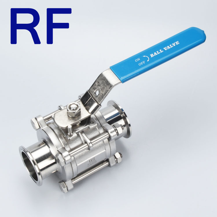 RF SS316 1,5 дюйма санитарная низкая платформа из нержавеющей стали Полное отверстие PTFE сиденье 3 шт. трехзажимный шаровой клапан для продуктов питания и напитков