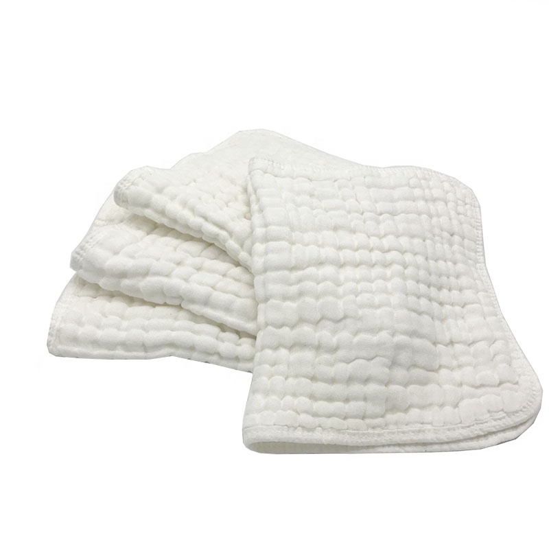 Muslin Burp Cloth 4 pack large 100% Cotton Organic White 6 Layers Soft and Absorbent