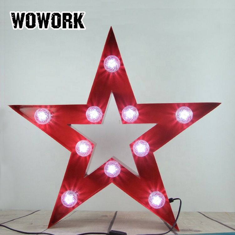 WOWORK изготовленный на заказ Сказочный турбо Блестящий металлический красный большой Звезда логотип знак огни OEM