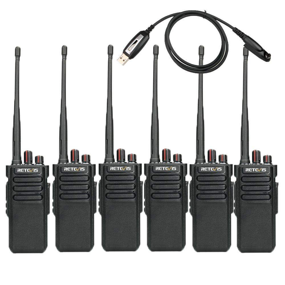 6 шт Retevis RT29 10W с большим радиусом действия шифрования иди и болтай Walkie Talkie “иди и скремблер UHF400-480MHz 3200 мА/ч, сканирование двухстороннее радио + кабель для программирования