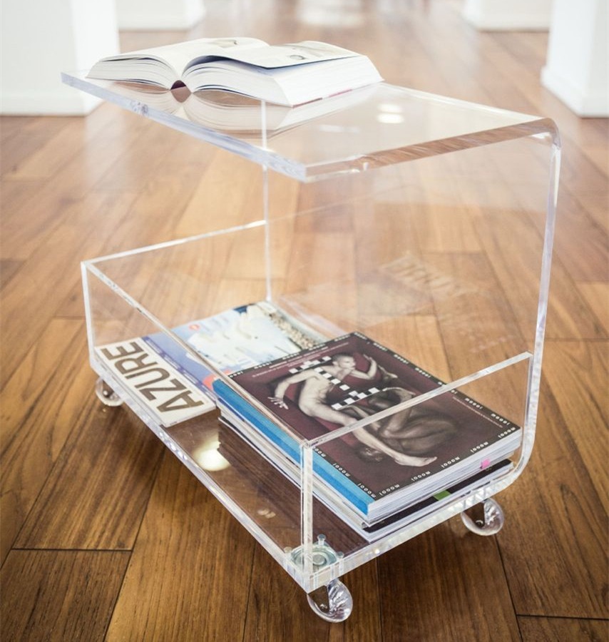 Современный стол lucite акриловый кофейный столик с журнальной стойкой
