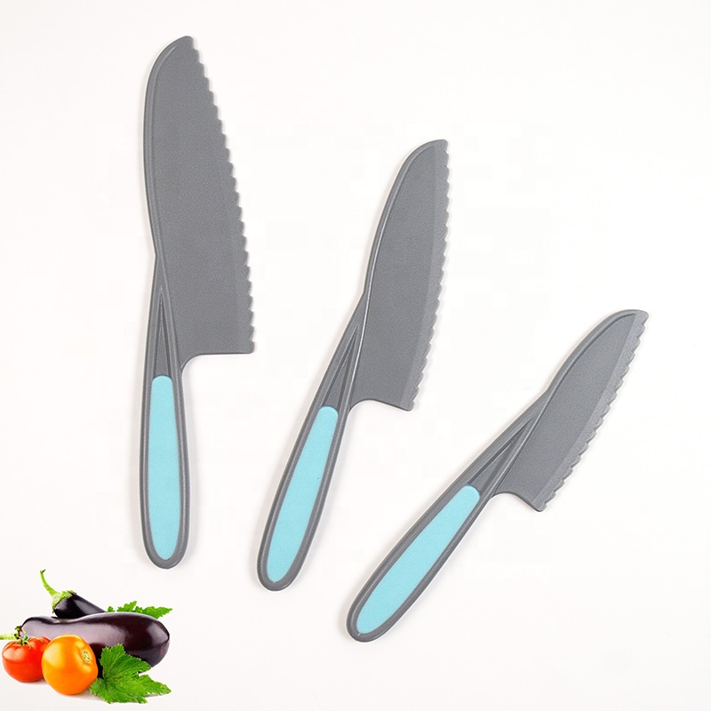 Hot Wholesale Kids-safe Knives Kitchen Fruit Vegetable Lettuce Cake Salad Plastic Kids Knife Set