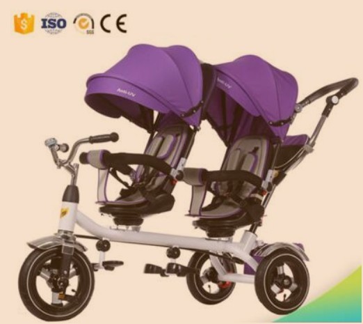 Factory Hot 2 seats kids tricycle for Twins two seats twins baby tricycle
