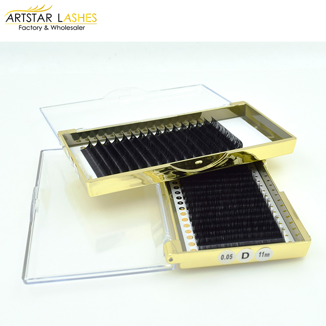 Russian Volume Lashes Own Brand Eyelash Extensions 0.07mm Plastic Box eyelash extension easy fans