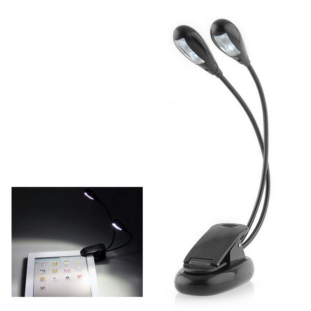 Гибкая 2 головки 4 LED Клип на спальня чтения света