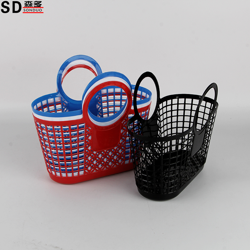 plastic hollow shopping basket with handle