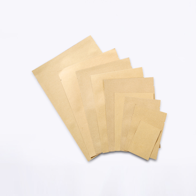 Polysmarts super september gravure printing heat seal food grade 3 side seal brown kraft paper pouch plastic packaging bag
