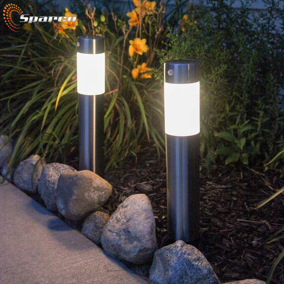 Sparco Ornamental round stainless steel garden outdoors modern bollard light