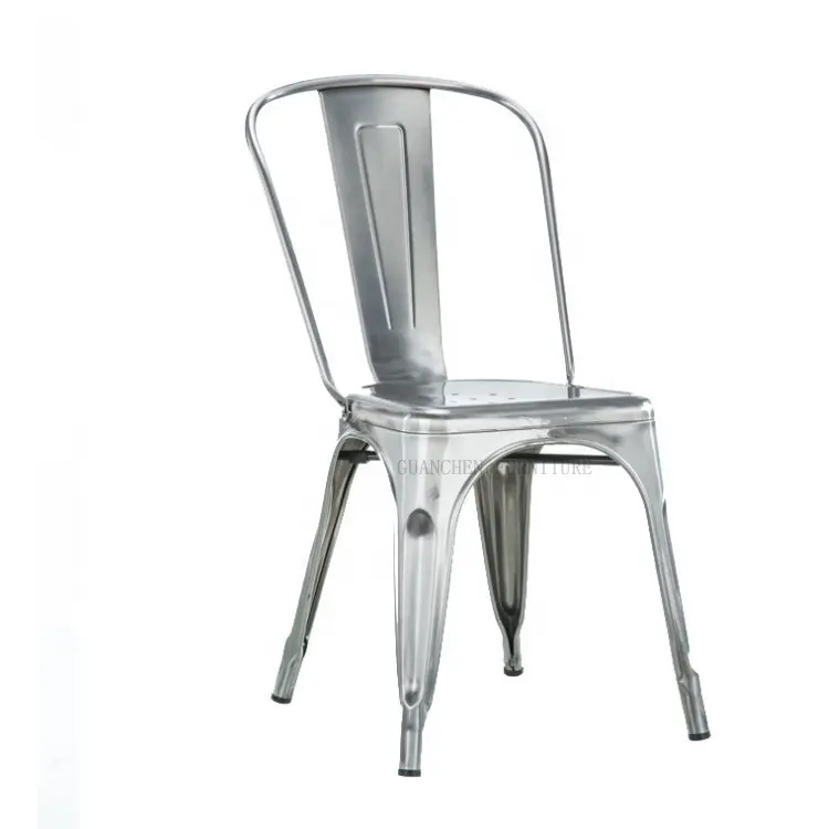 Foshan Factory Industrial Vintage Dining Silver Iron Retro Bistro Chair