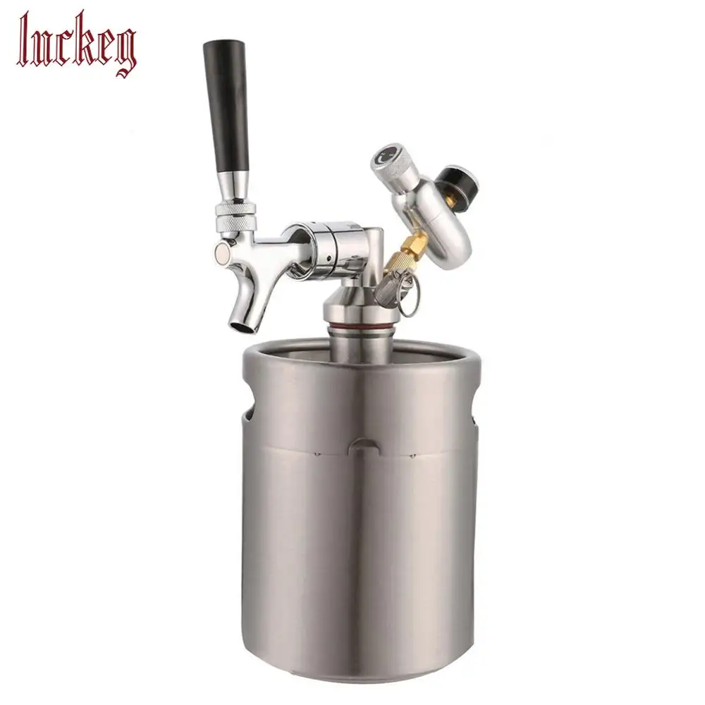 5L Stainless Steel Beer Growler Keg with Mini Keg Dispenser ,Tap Dispenser System Spear for Craft Beer